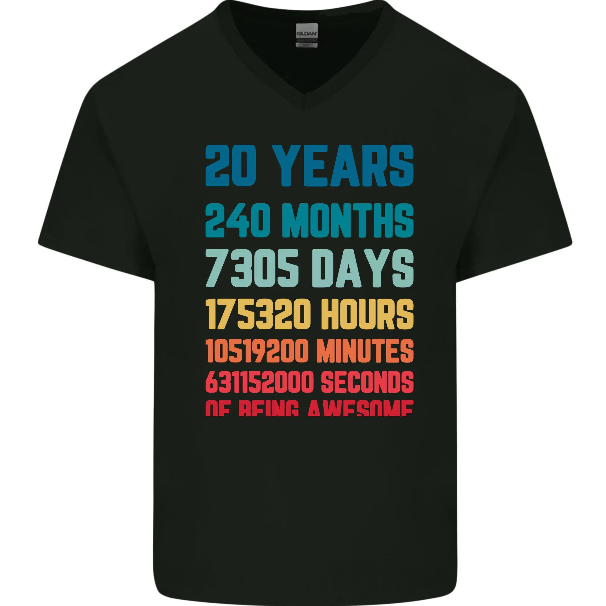 20th Birthday 20 Year Old Mens V-Neck Cotton T-Shirt