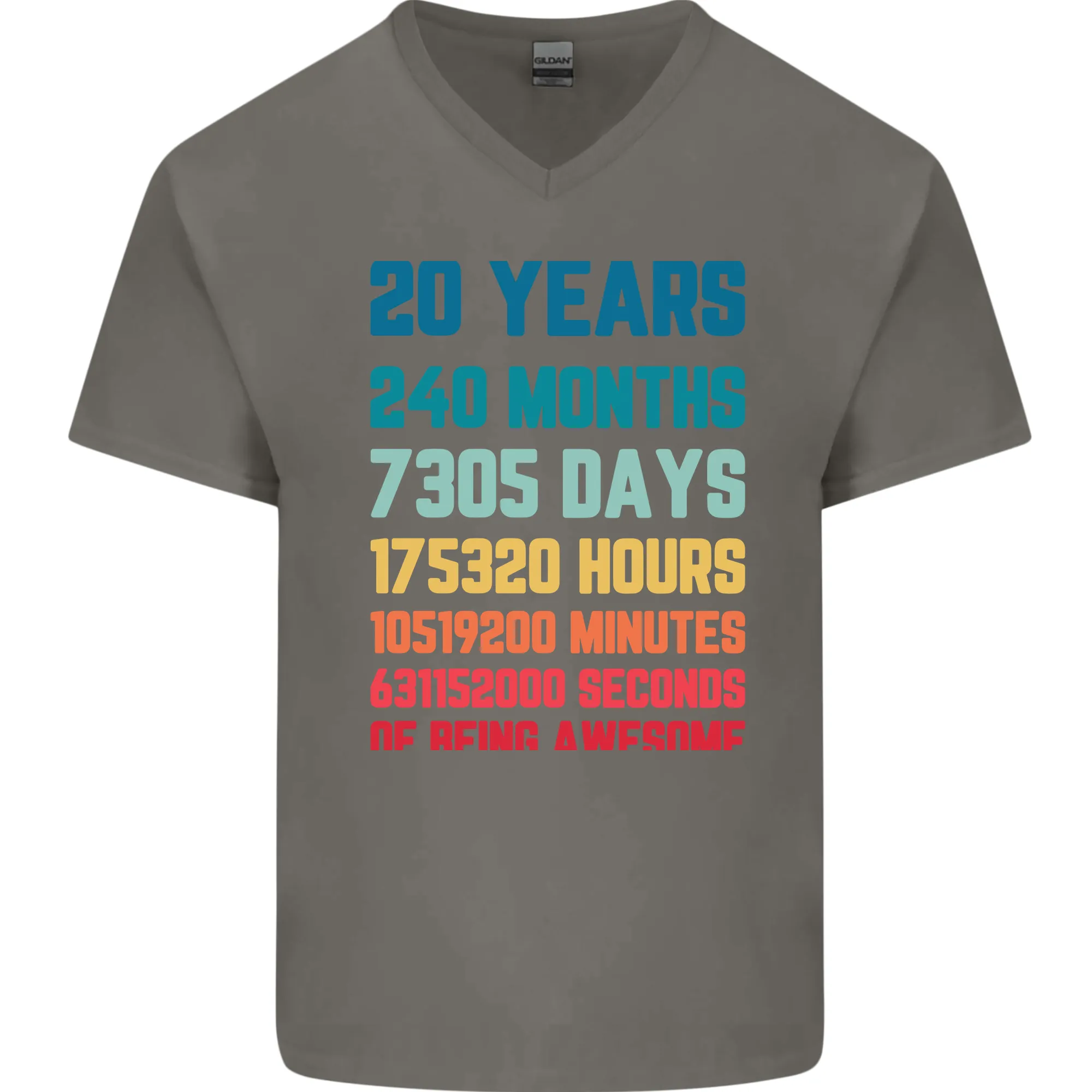 20th Birthday 20 Year Old Mens V-Neck Cotton T-Shirt