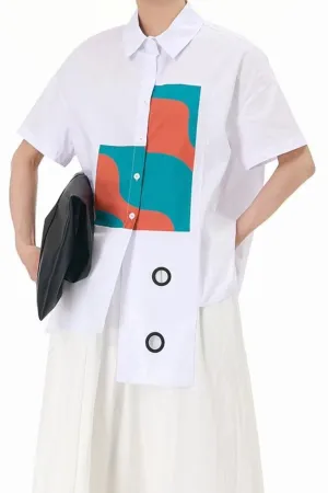 Abstract White Oversized Shirt