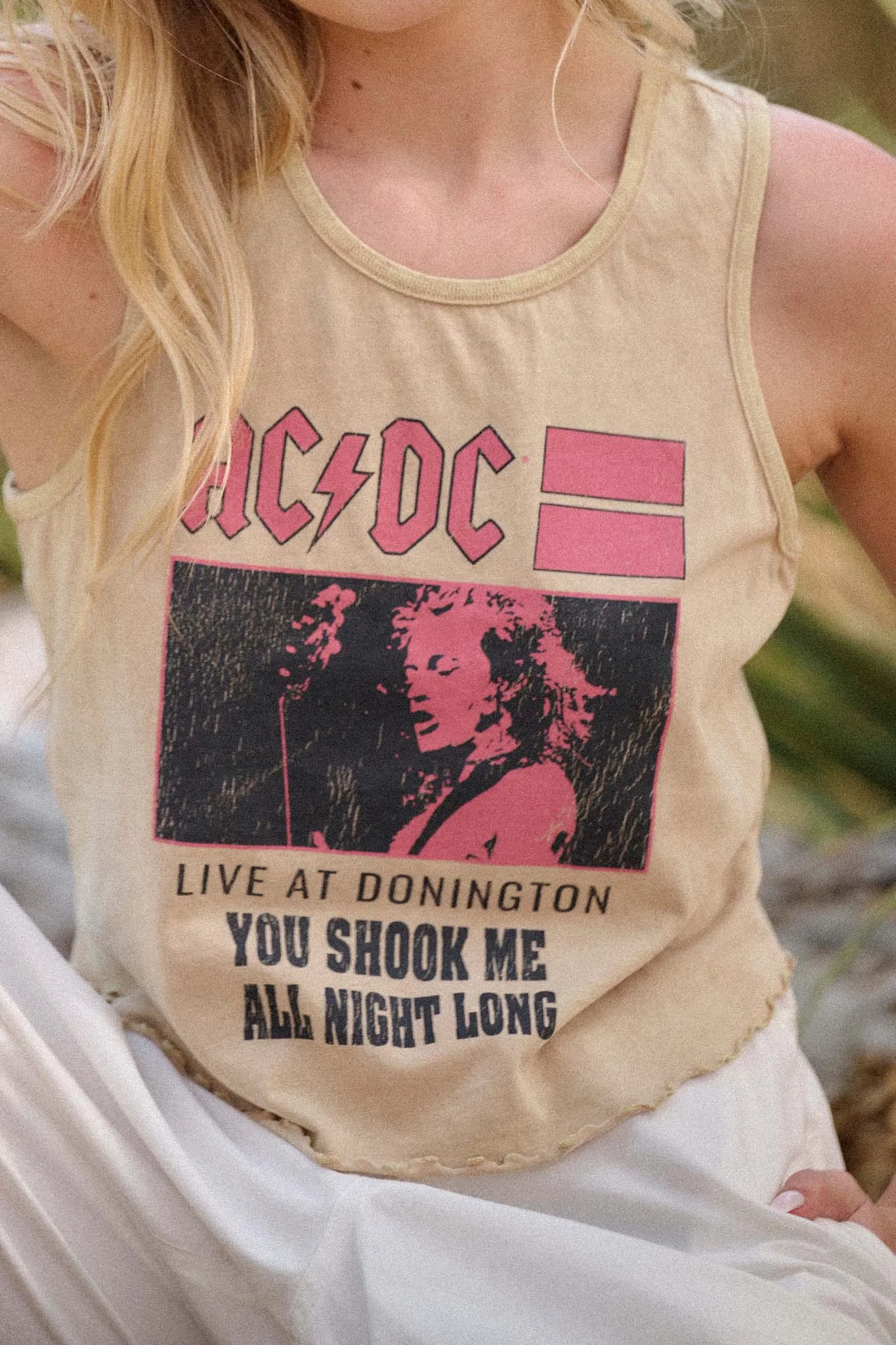 AC/DC All Night Long Lettuce-Edge Graphic Tank Top