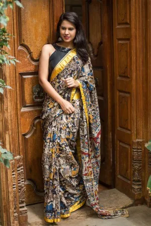 Amazing Beige colored Party Wear  Linen Designer Printed Saree