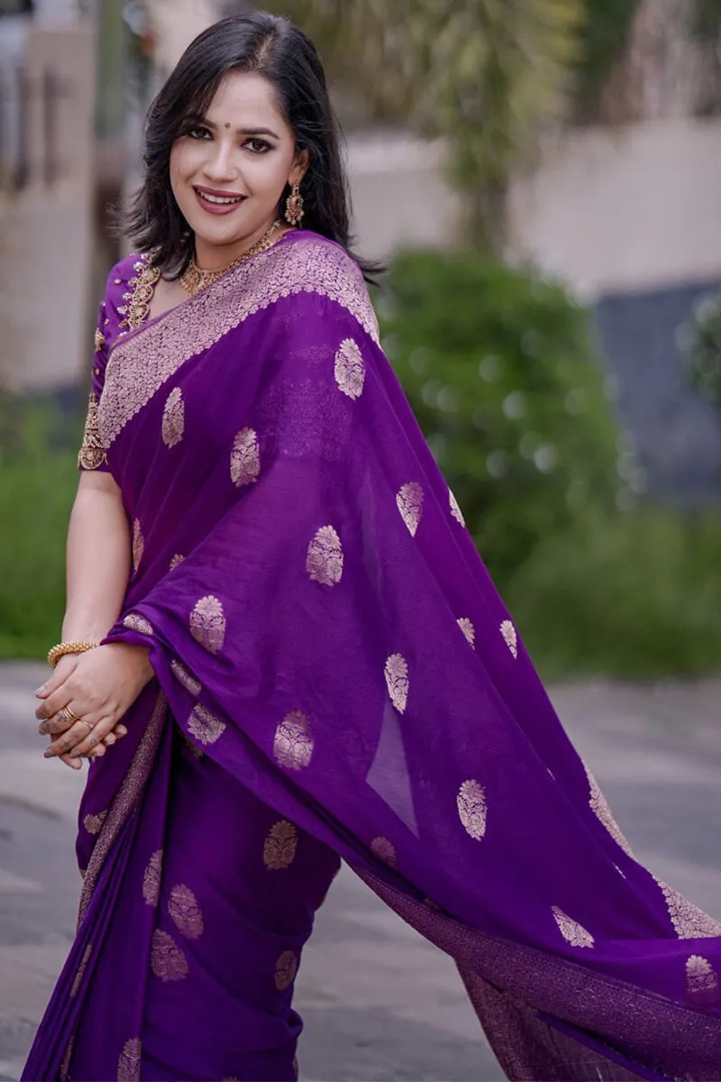 Amazing Purple Soft Silk Saree With Surpassing Blouse Piece