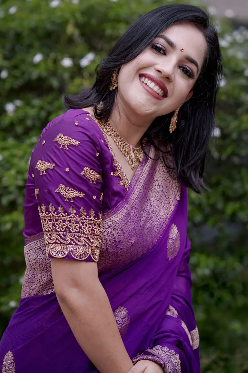 Amazing Purple Soft Silk Saree With Surpassing Blouse Piece