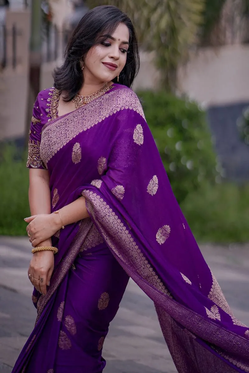 Amazing Purple Soft Silk Saree With Surpassing Blouse Piece