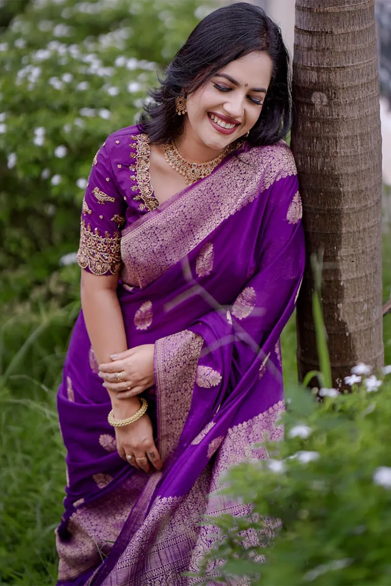 Amazing Purple Soft Silk Saree With Surpassing Blouse Piece