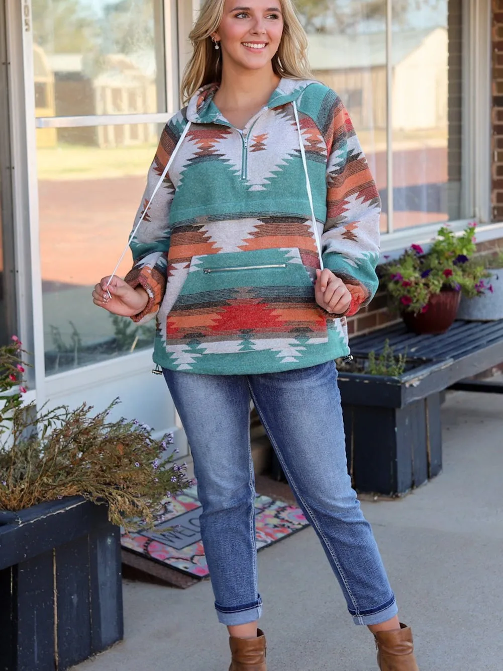 Aztec Dream Multicolor Hooded Zip-Up Hoodie