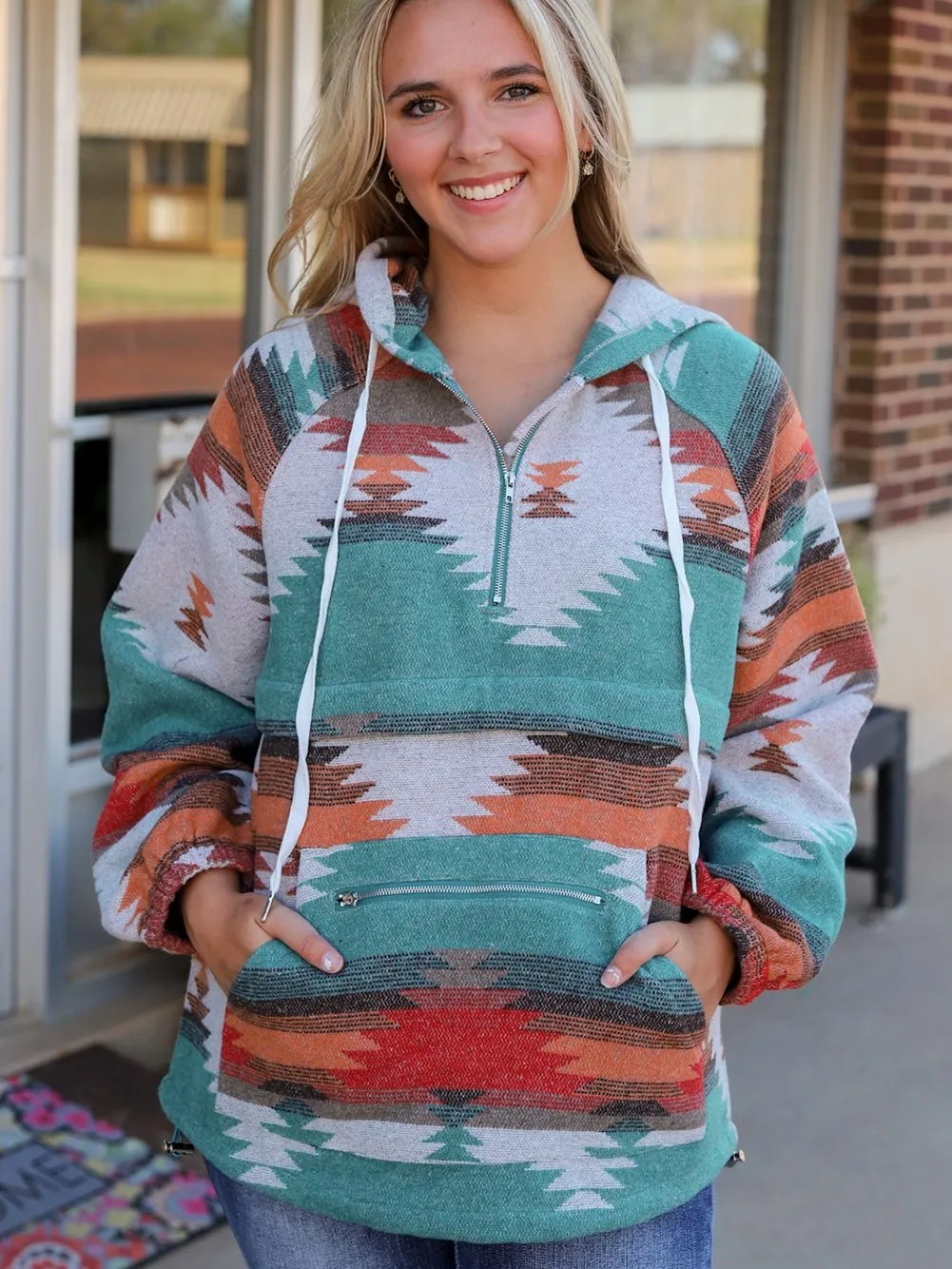 Aztec Dream Multicolor Hooded Zip-Up Hoodie