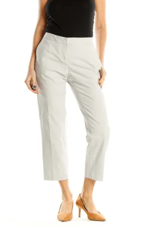 Beige Cropped Classic Trousers