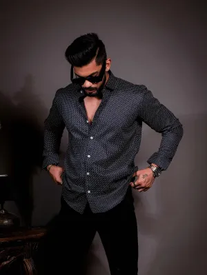 Black Cotton Print Premium Shirt