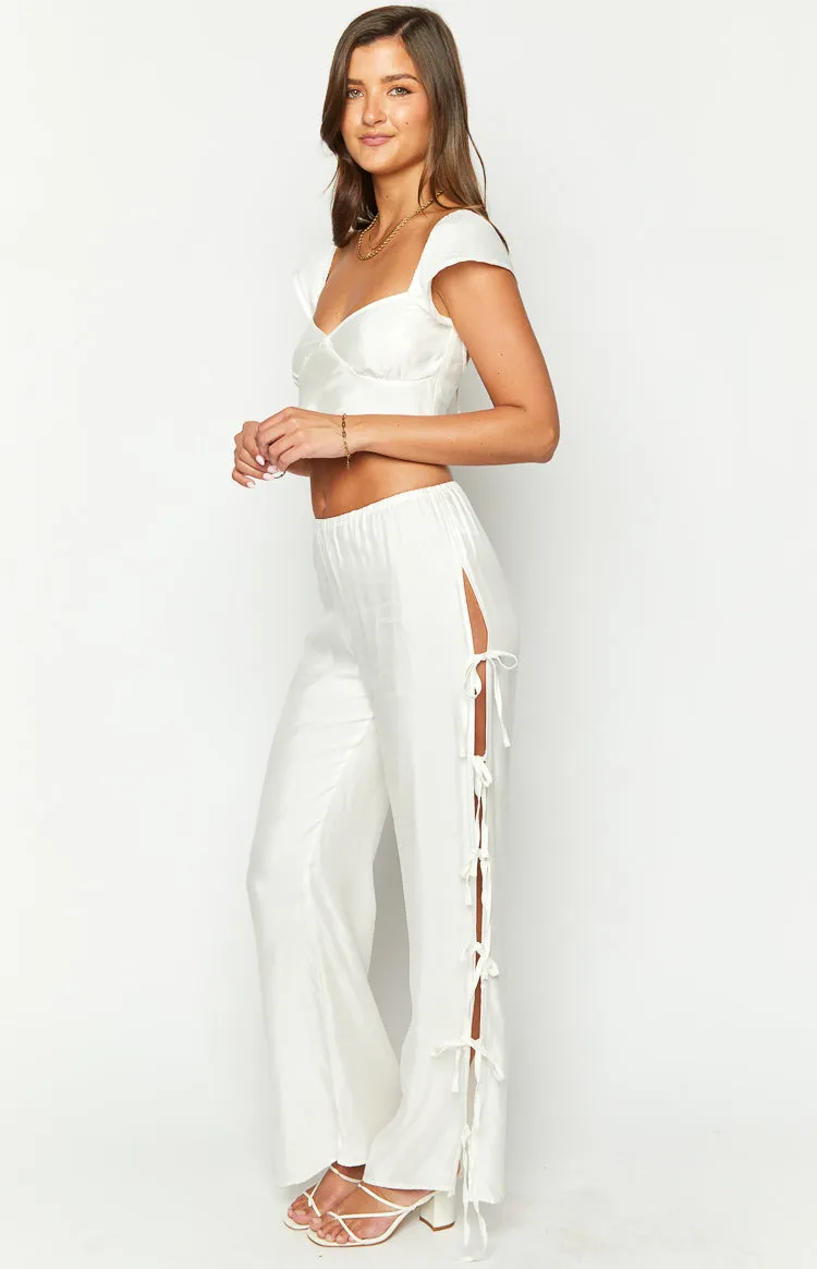 Bridget White Side Tie Pants