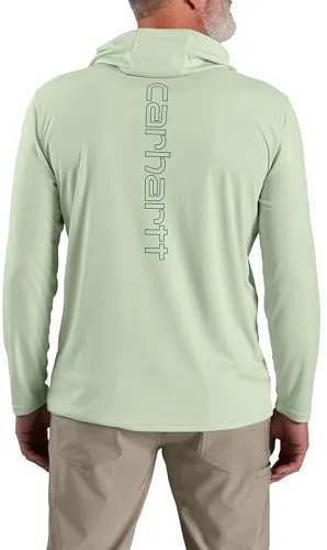 Carhartt 106165 Men's Force Sun Defender Lightweight Long-Sleeve Hooded Logo Graphic T-Shirt