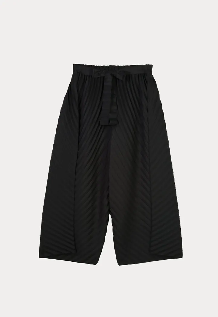 Choice Accordion Pleated Solid Culottes Black