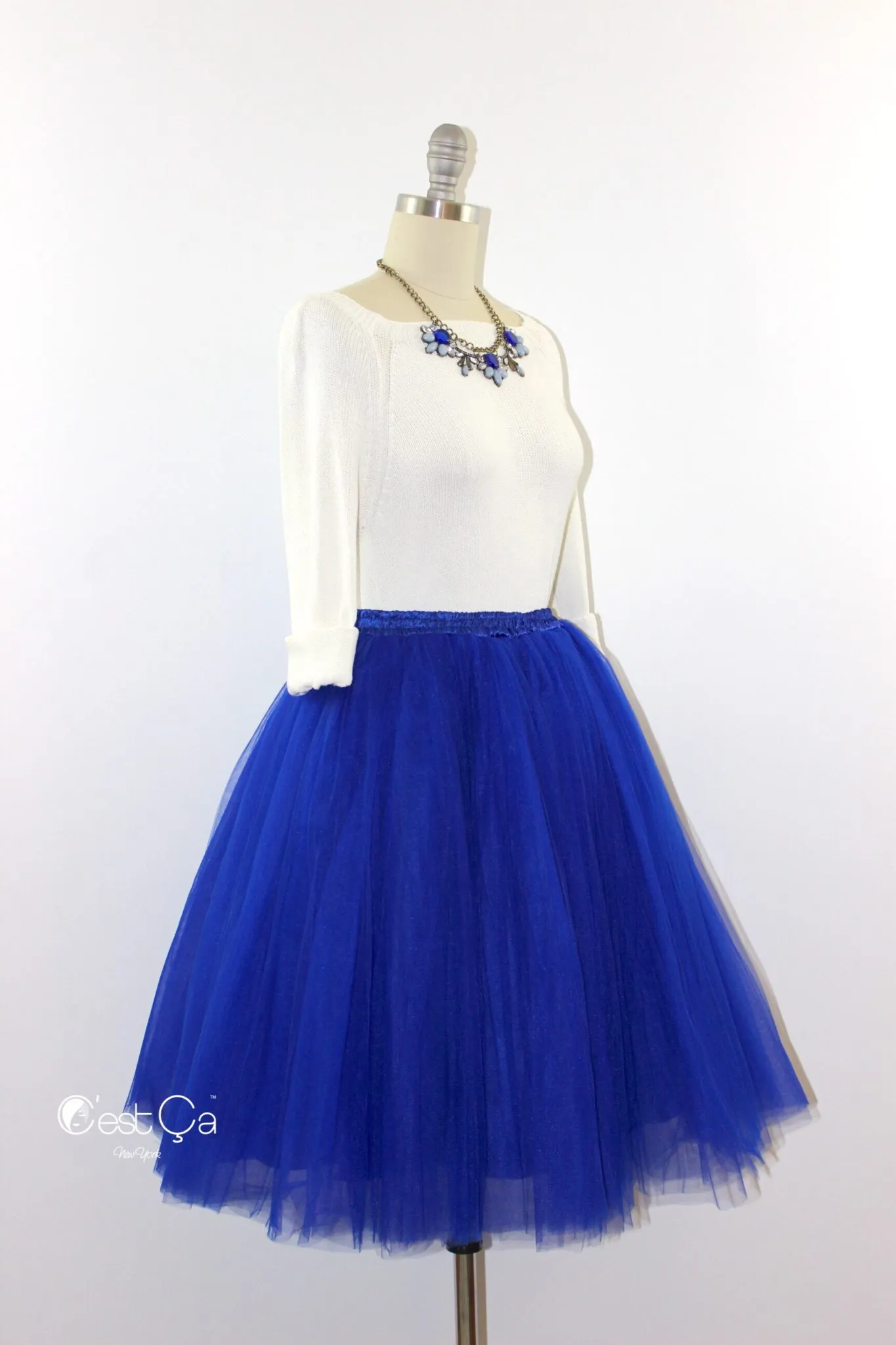 Clarisa Royal Blue Tulle Skirt - Midi