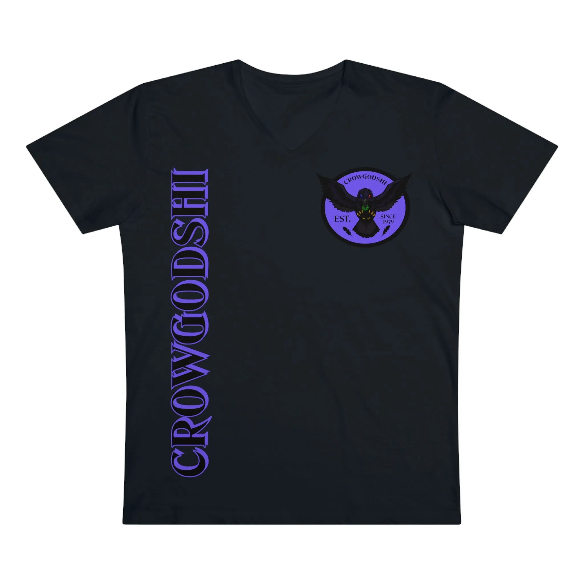 Crowgodshi Designer First Generation Men’s Presenter V-neck, PURPLE LOGO