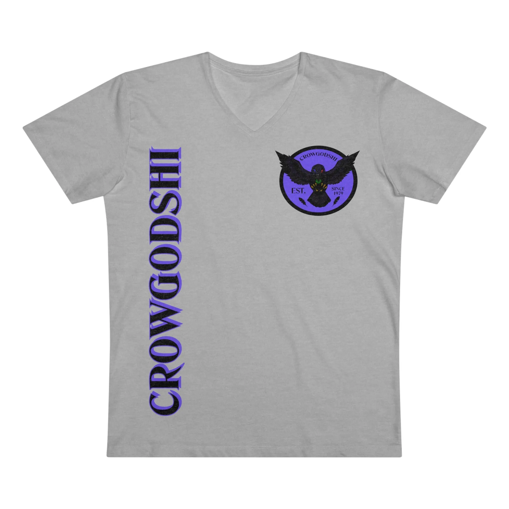 Crowgodshi Designer First Generation Men’s Presenter V-neck, PURPLE LOGO