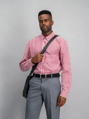 Dean regular fit cotton shirt- red gingham