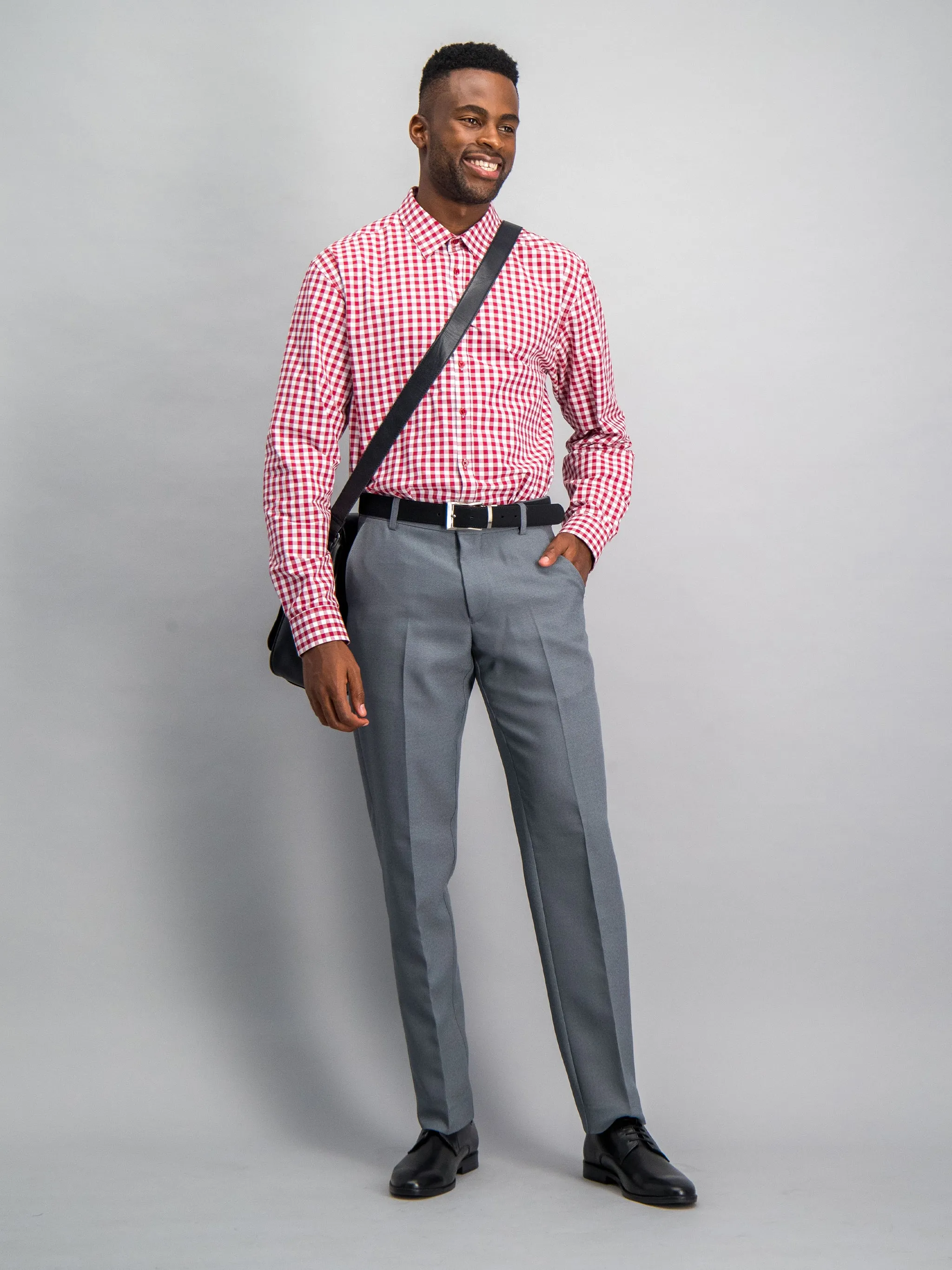 Dean regular fit cotton shirt- red gingham