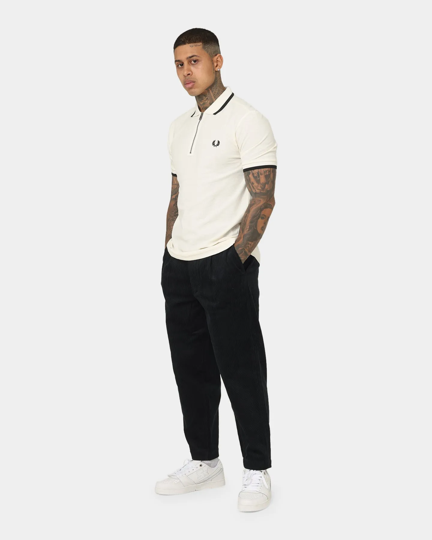 Fred Perry Cropped Corduroy Trousers Navy