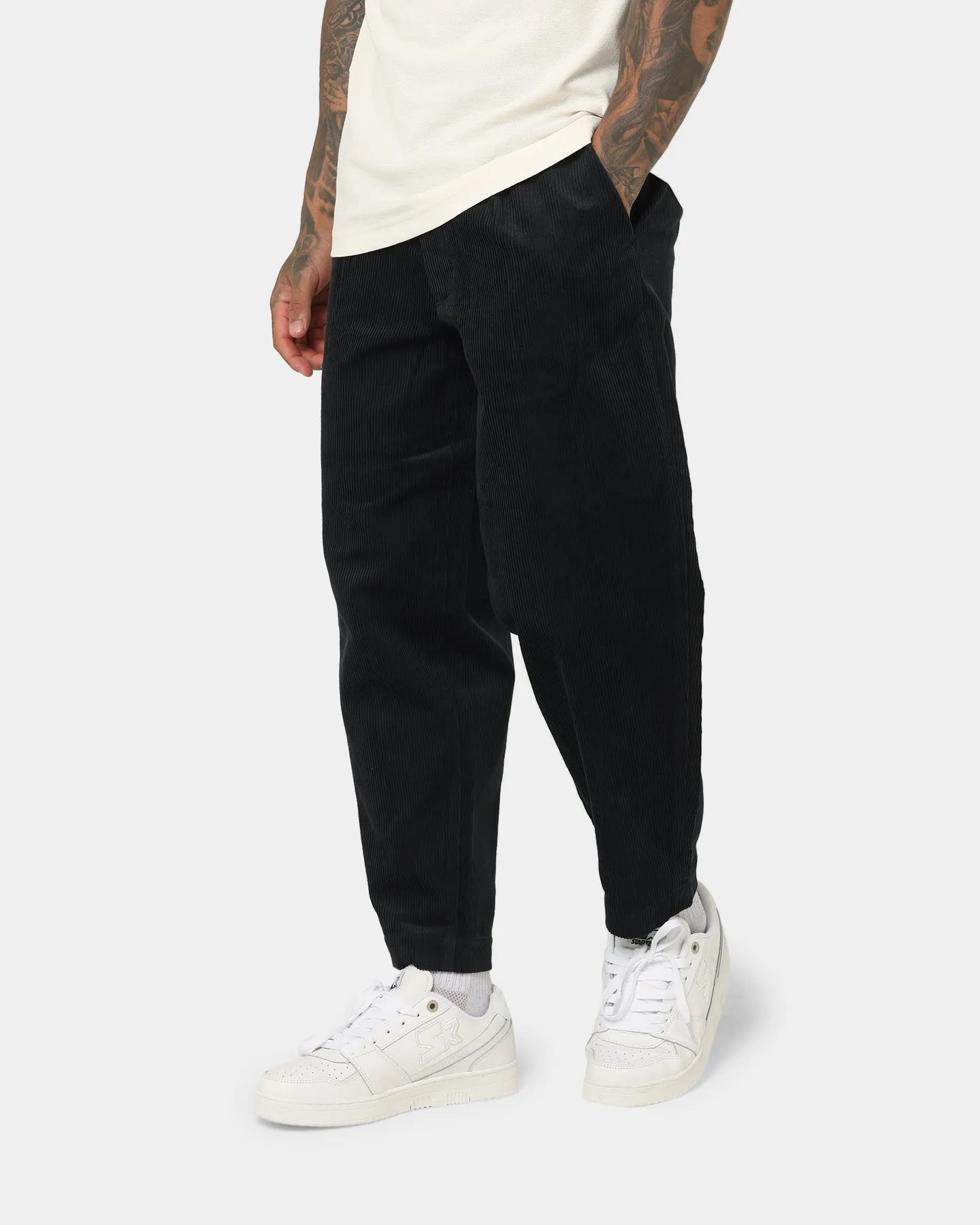 Fred Perry Cropped Corduroy Trousers Navy