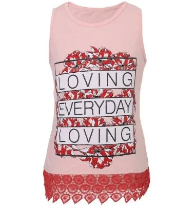 Girls Sleeveless Pink T-shirt