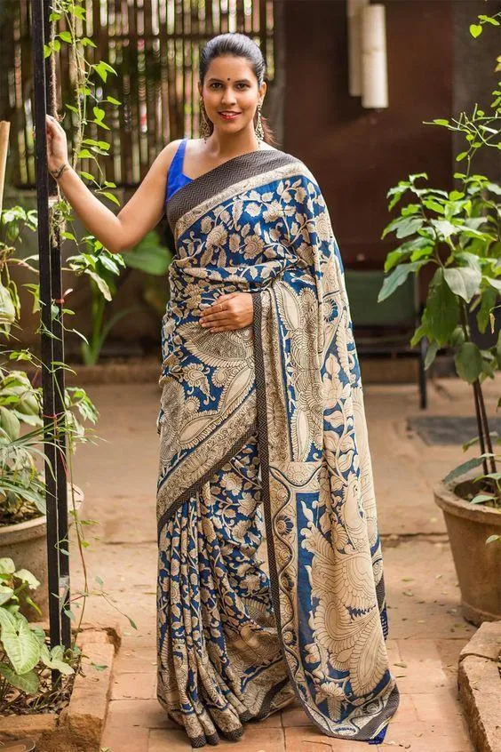 Glorious Beige Linen Designer Printed Saree