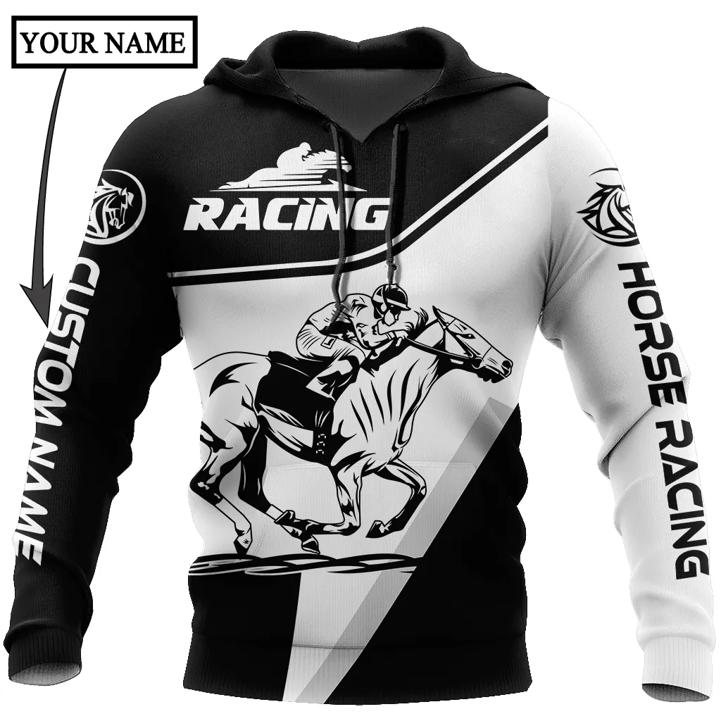 Horse Racer Black White Custom Equestrian Christmas Shirts for Men