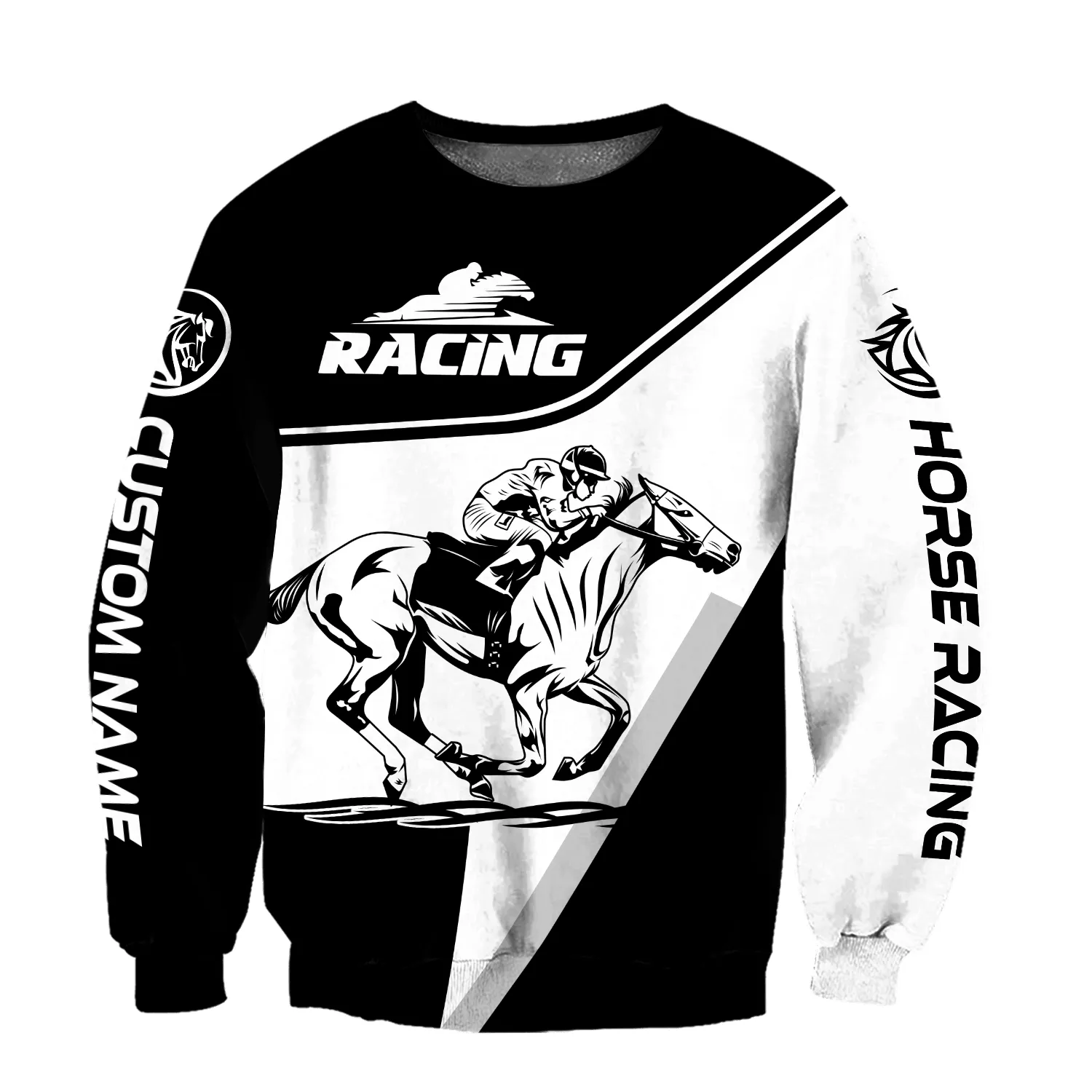 Horse Racer Black White Custom Equestrian Christmas Shirts for Men