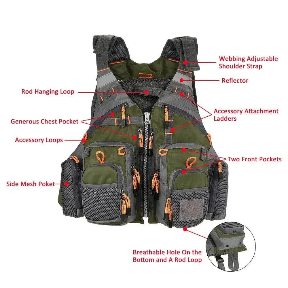 Lixada Adult Life Jacket Vest Safety Jacket Outdoor Survival Fishing Life Vest Jacket Swimming Hunting Vest Swimwear for Fishing