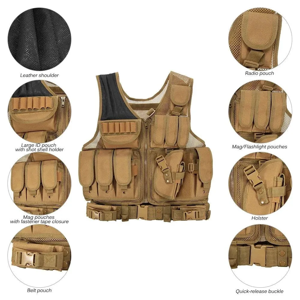 Lixada Tactical Vest Men Hunting Vest Tactical Military Vest Camouflage Vest Body Molle Armor Outdoor Jungle Equipment 5 Color