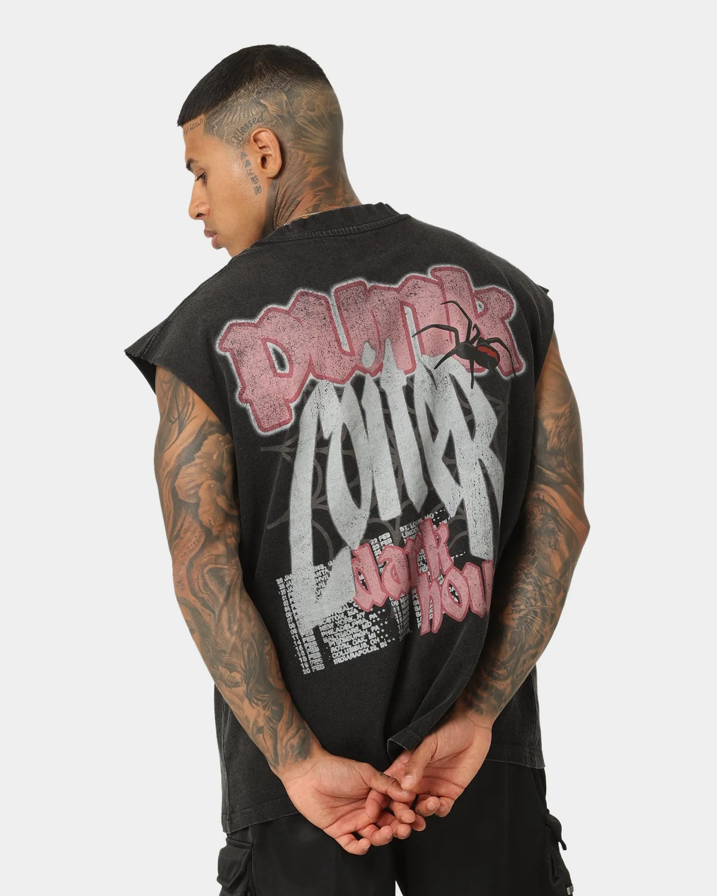 Loiter Dark Hours Oversized Vintage Muscle T-Shirt Vintage Black