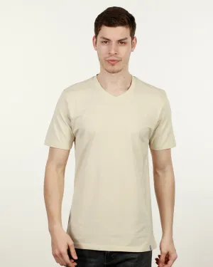 Luxury V Neck Tee Beige