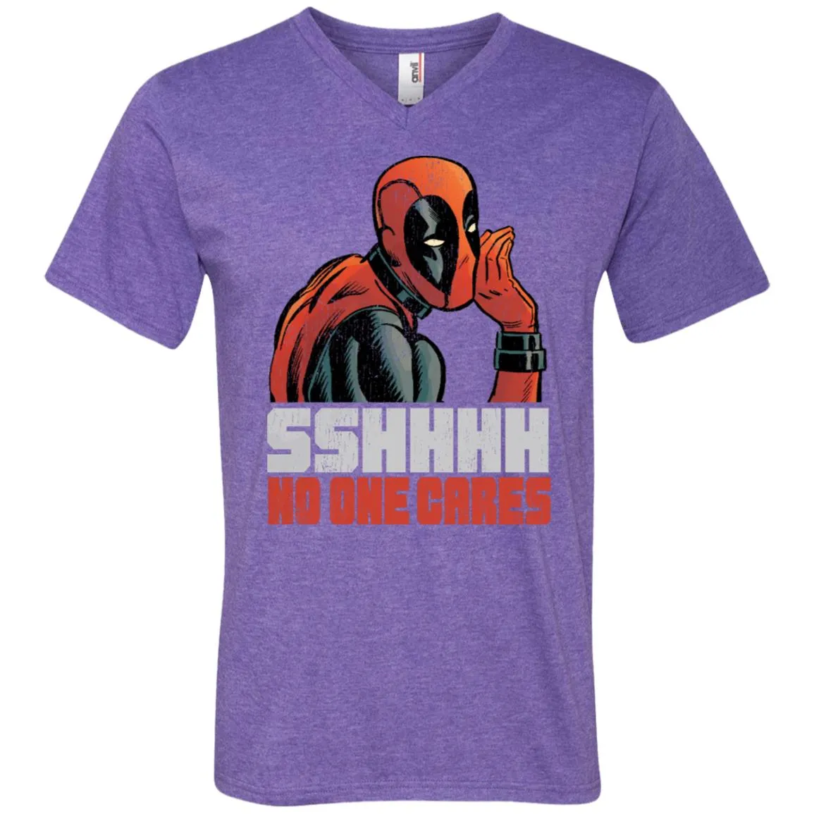 Marvel Deadpool Shhh No One Cares Whisper Men V-Neck T-Shirt