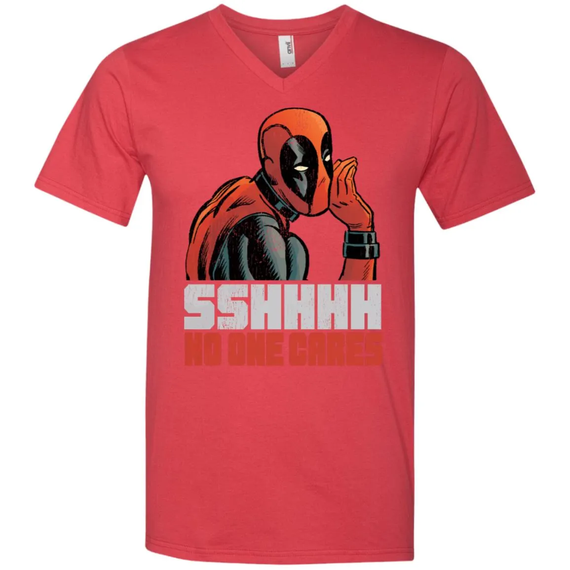 Marvel Deadpool Shhh No One Cares Whisper Men V-Neck T-Shirt