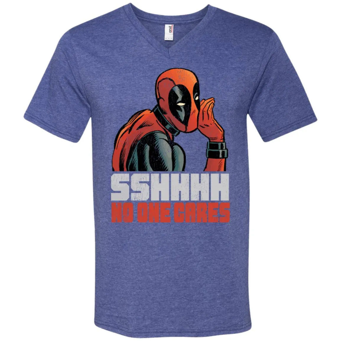 Marvel Deadpool Shhh No One Cares Whisper Men V-Neck T-Shirt