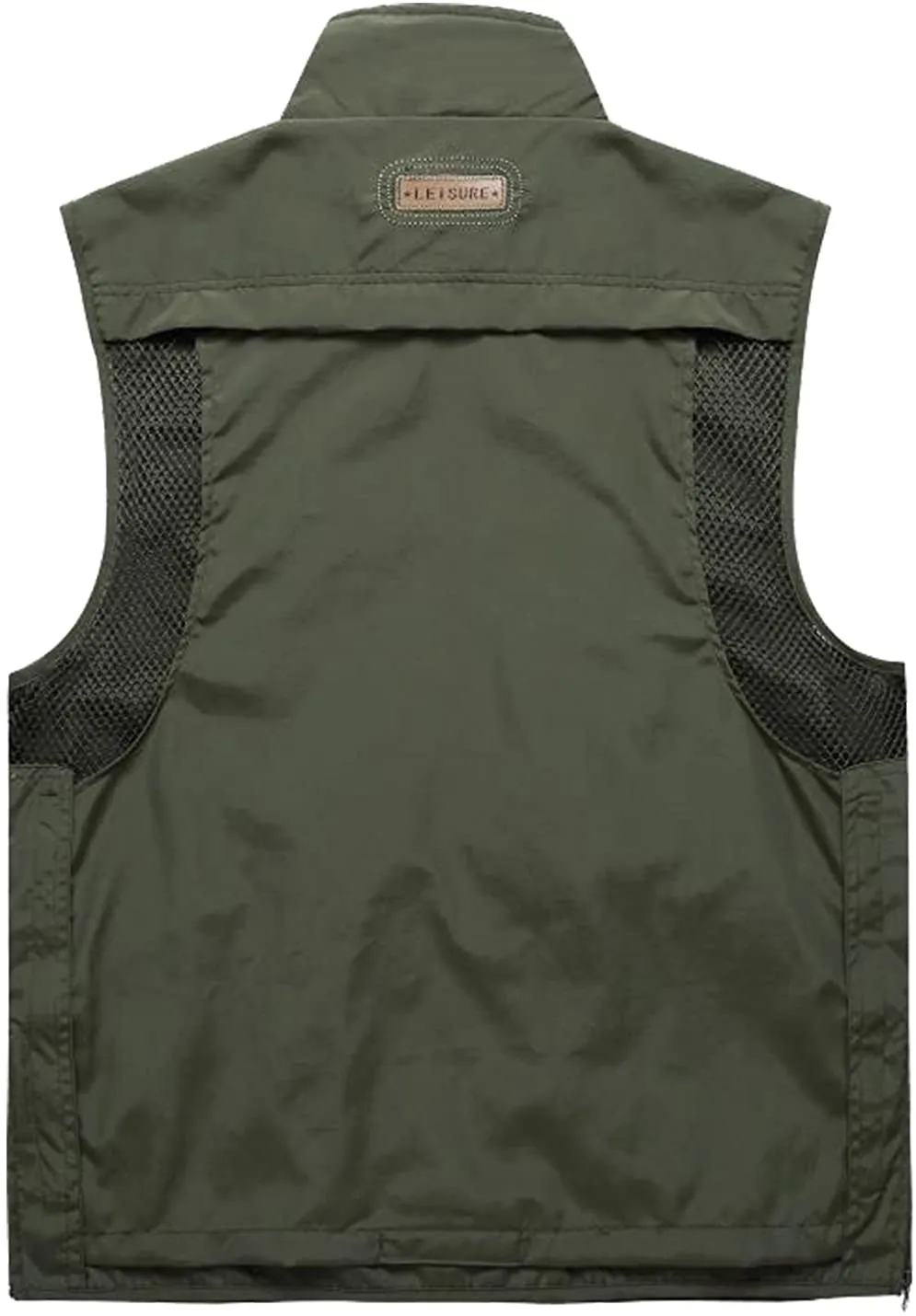 Men's Med Khaki Outdoor Vest Sleeveless Jacket Multi Pockets