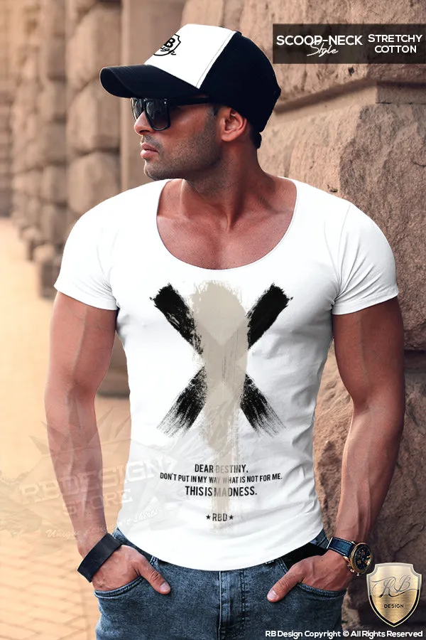 Men's T-shirt Destiny Slogan Scoop Neck Painting FX MD818