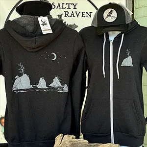 Moon Over Three Graces Ultra Soft Zip Up-Hoodie - Unisex Black Heather