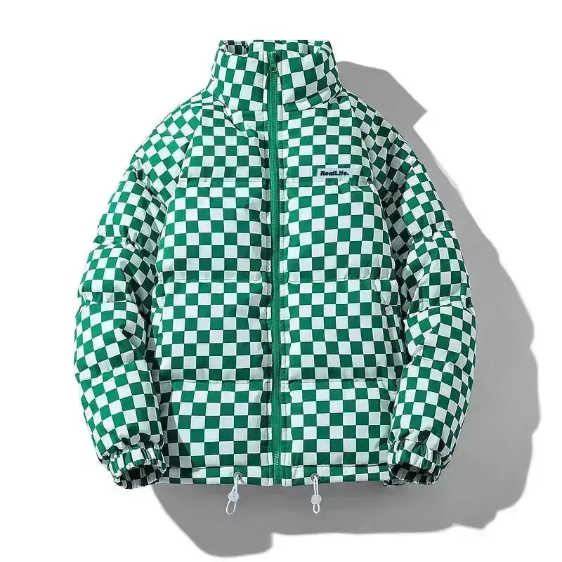 New Fall Winter Checkered Cotton padded Down Puffer Jacket men