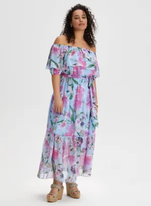 Off-the-Shoulder Floral Print Dress