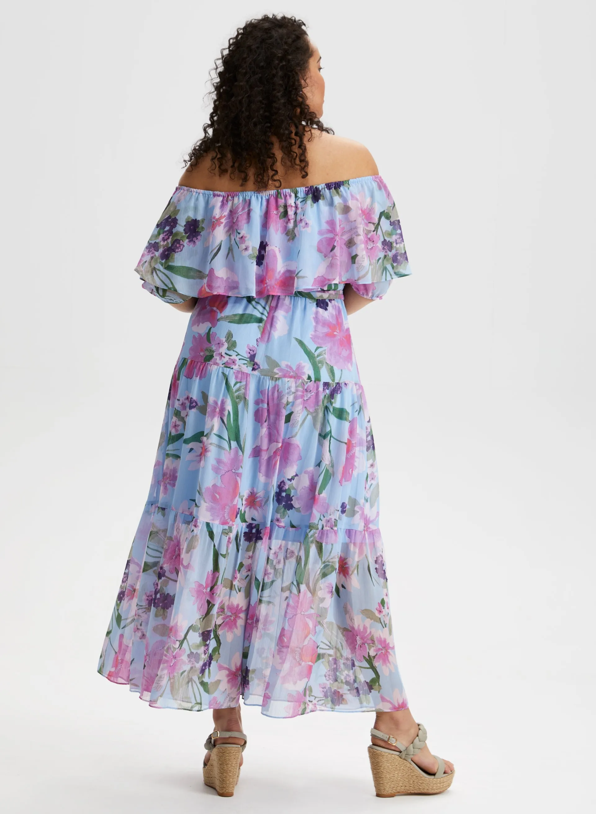 Off-the-Shoulder Floral Print Dress