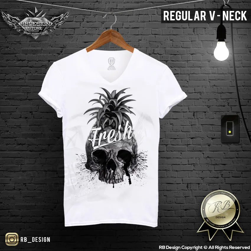 Pineapple Skull Men's  T-shirt Summer Fresh Slogan Tank Top MD486