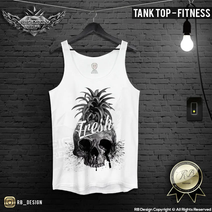 Pineapple Skull Men's  T-shirt Summer Fresh Slogan Tank Top MD486