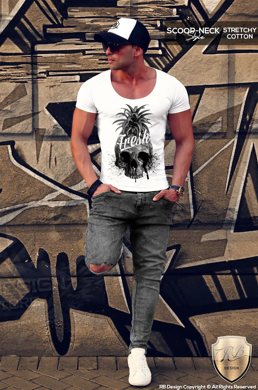 Pineapple Skull Men's  T-shirt Summer Fresh Slogan Tank Top MD486