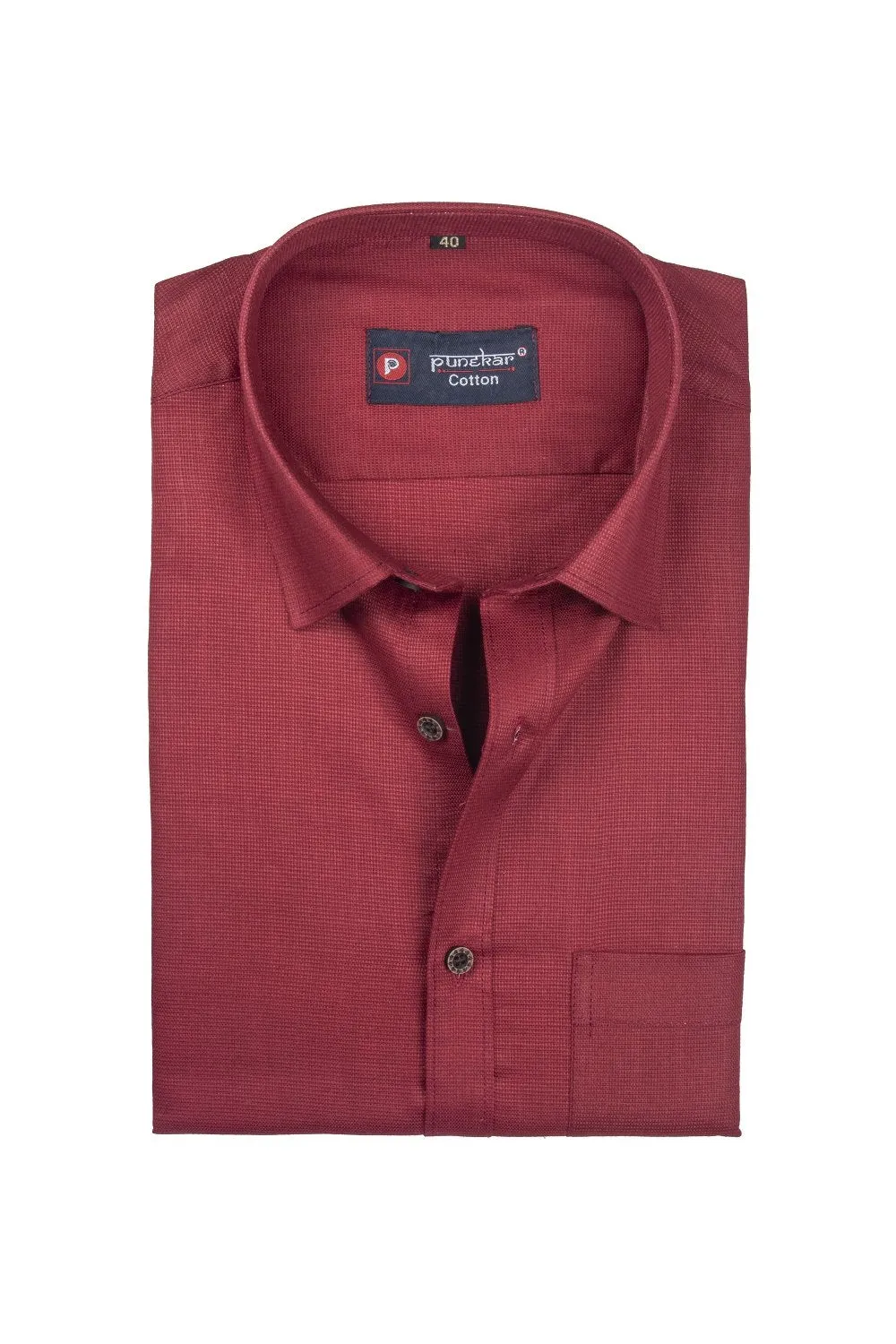 Punekar Cotton Red Color Silky Linen Cotton Shirt for Men's.