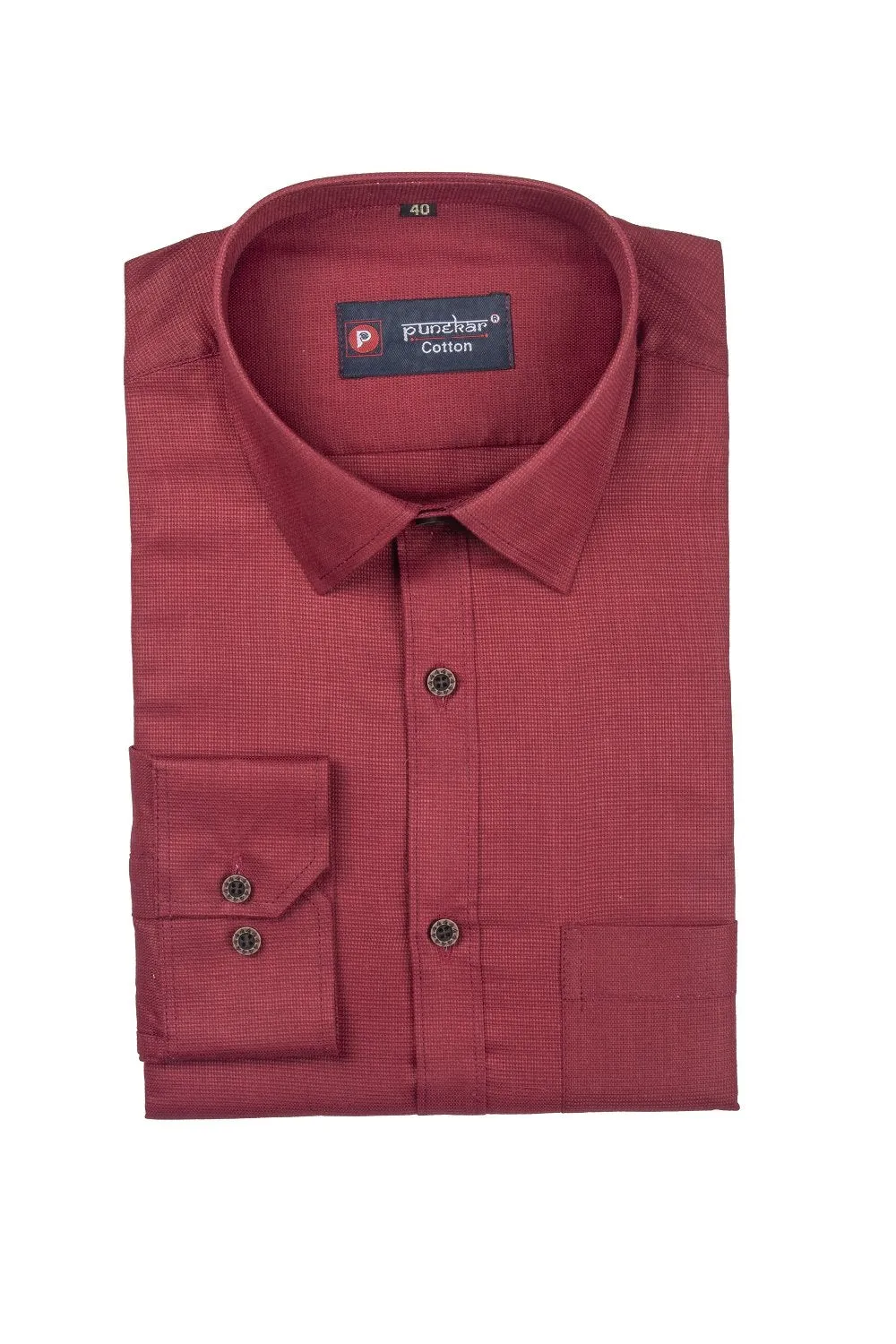 Punekar Cotton Red Color Silky Linen Cotton Shirt for Men's.