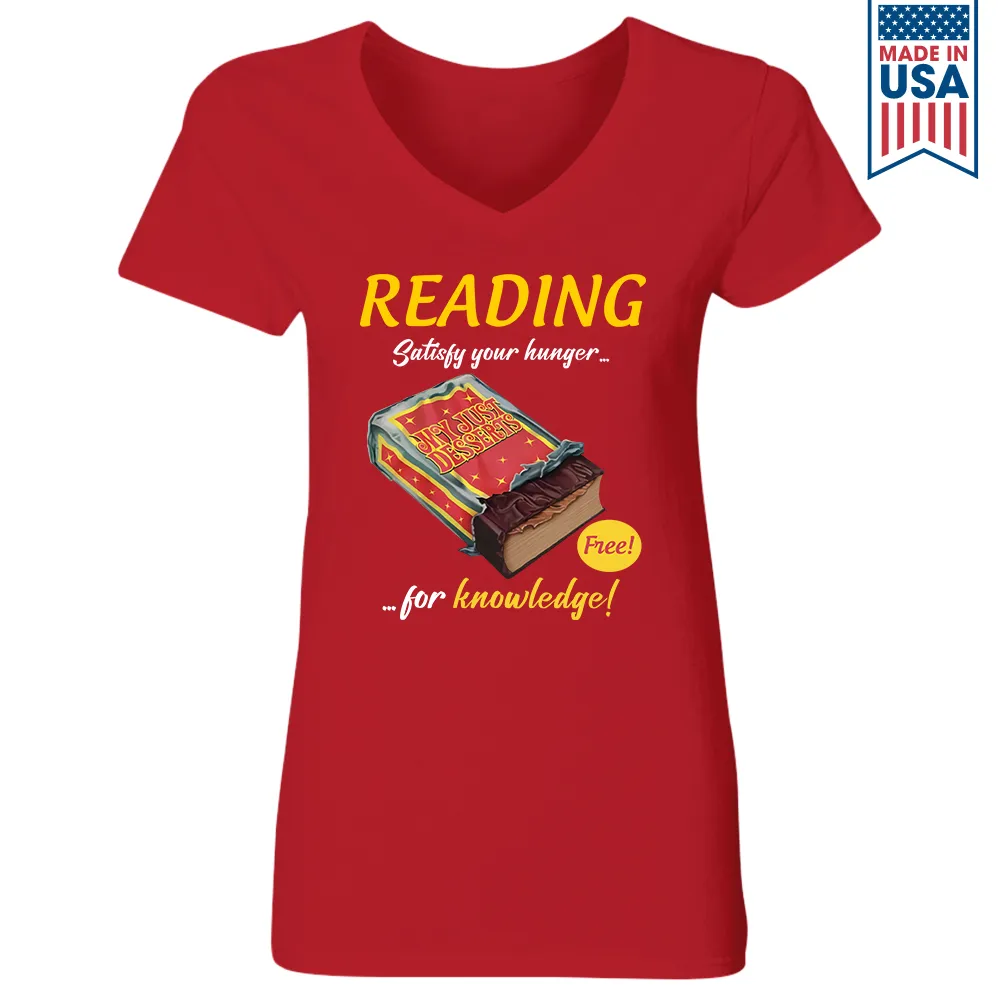 Reading Satisfy Your Hunger For Knowledge Book Lovers Gift Women's V-neck T-shirt TSVB380