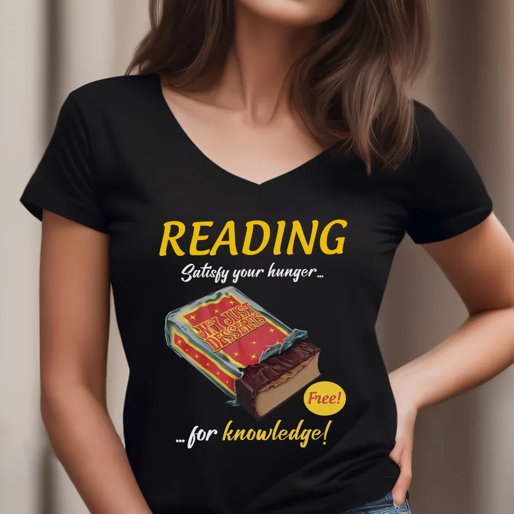 Reading Satisfy Your Hunger For Knowledge Book Lovers Gift Women's V-neck T-shirt TSVB380