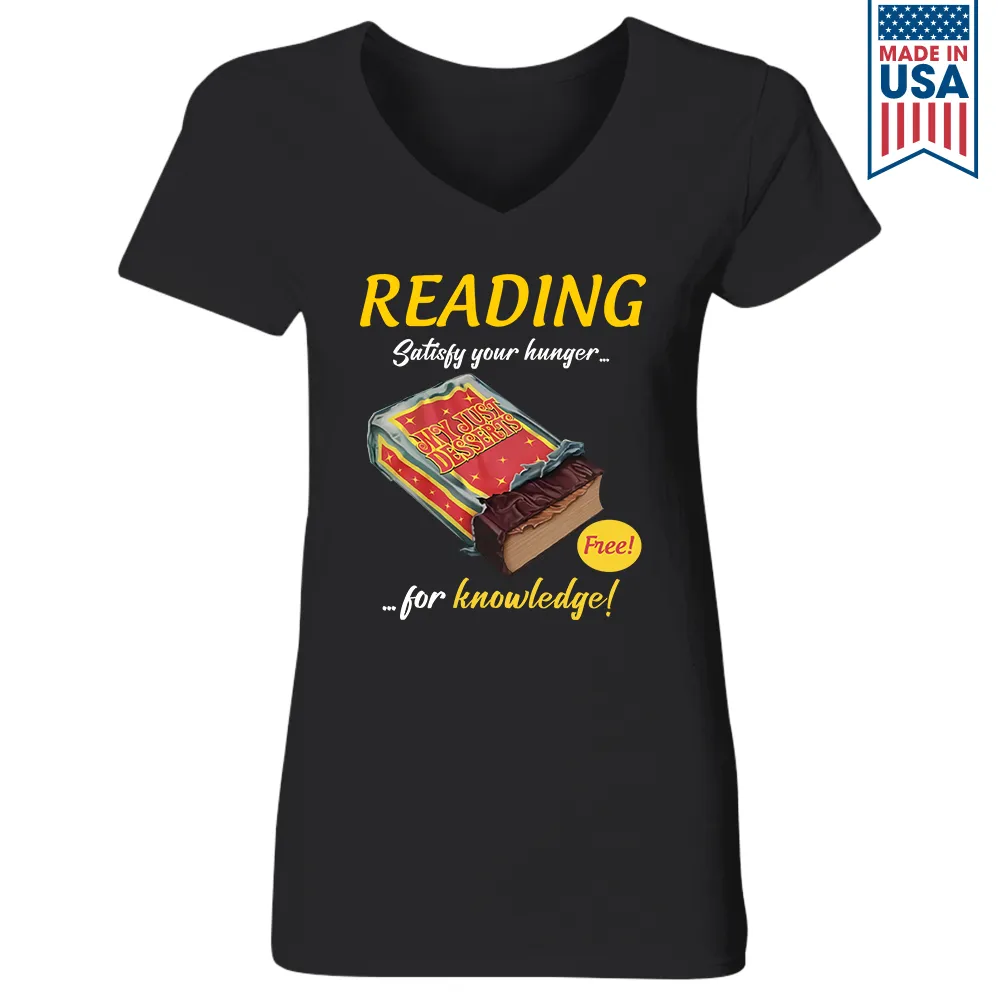 Reading Satisfy Your Hunger For Knowledge Book Lovers Gift Women's V-neck T-shirt TSVB380