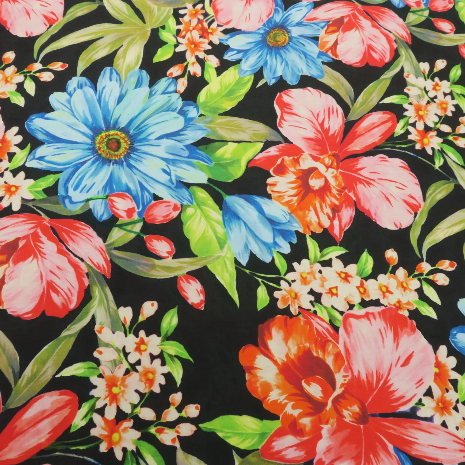 Red and Blue Orchid Floral Pattern Printed Cotton Pierre Cardin