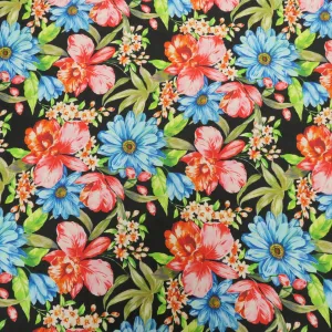 Red and Blue Orchid Floral Pattern Printed Cotton Pierre Cardin